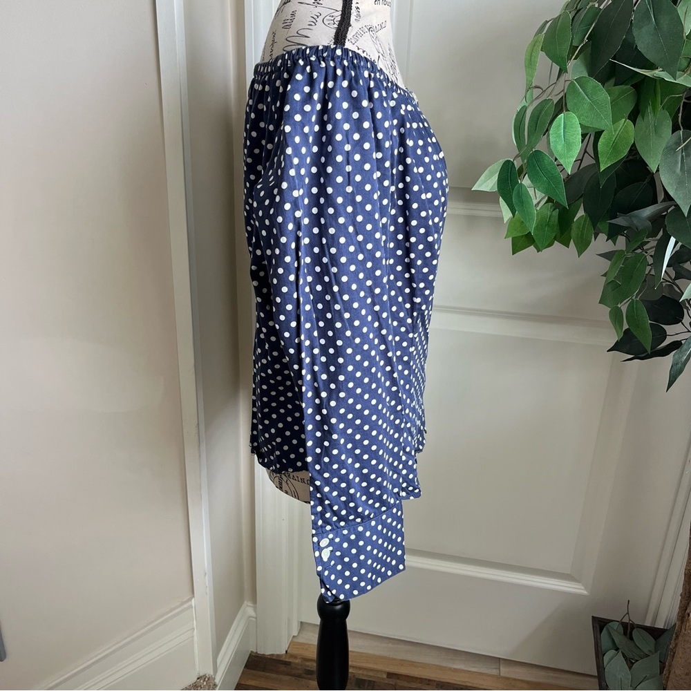 Lauren Ralph Lauren Off Shoulder Polka Dot Button Down Top Blue Sz M - Picture 8 of 15